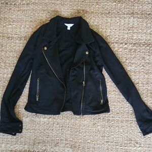 Time and Tru Black Jean Jacket with Fitted Silhouette